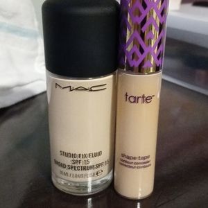 Mac Studio Fix foundation/Tarte Shape Tape Conceal